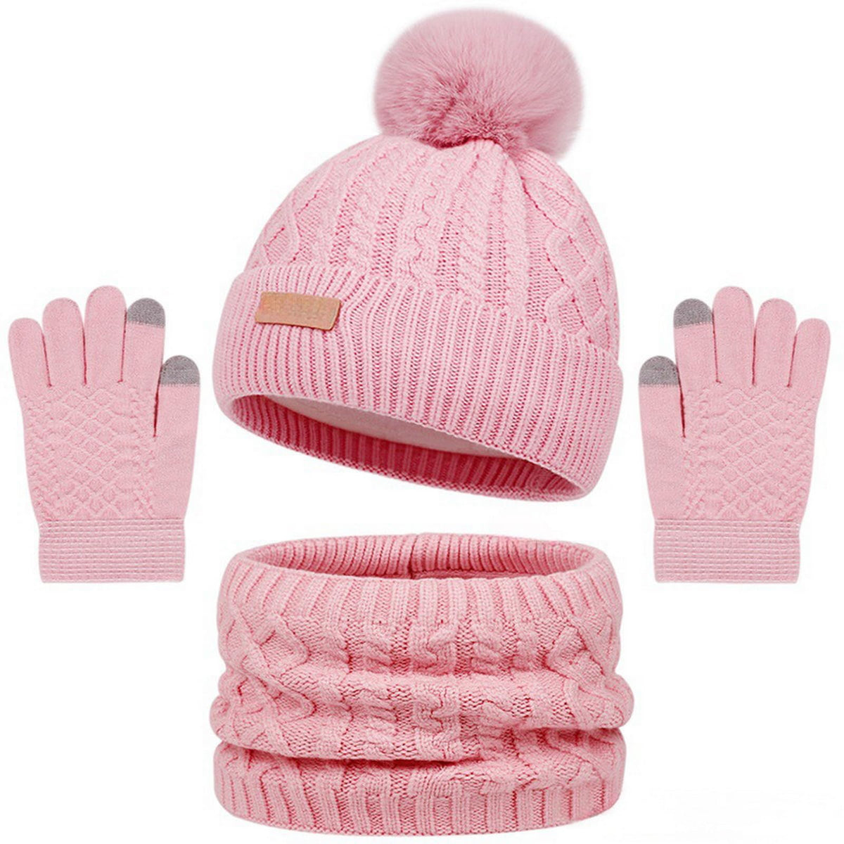 GIBZ Jacquard Winter Hat Scarf Gloves Set for Kids Ages 3-8