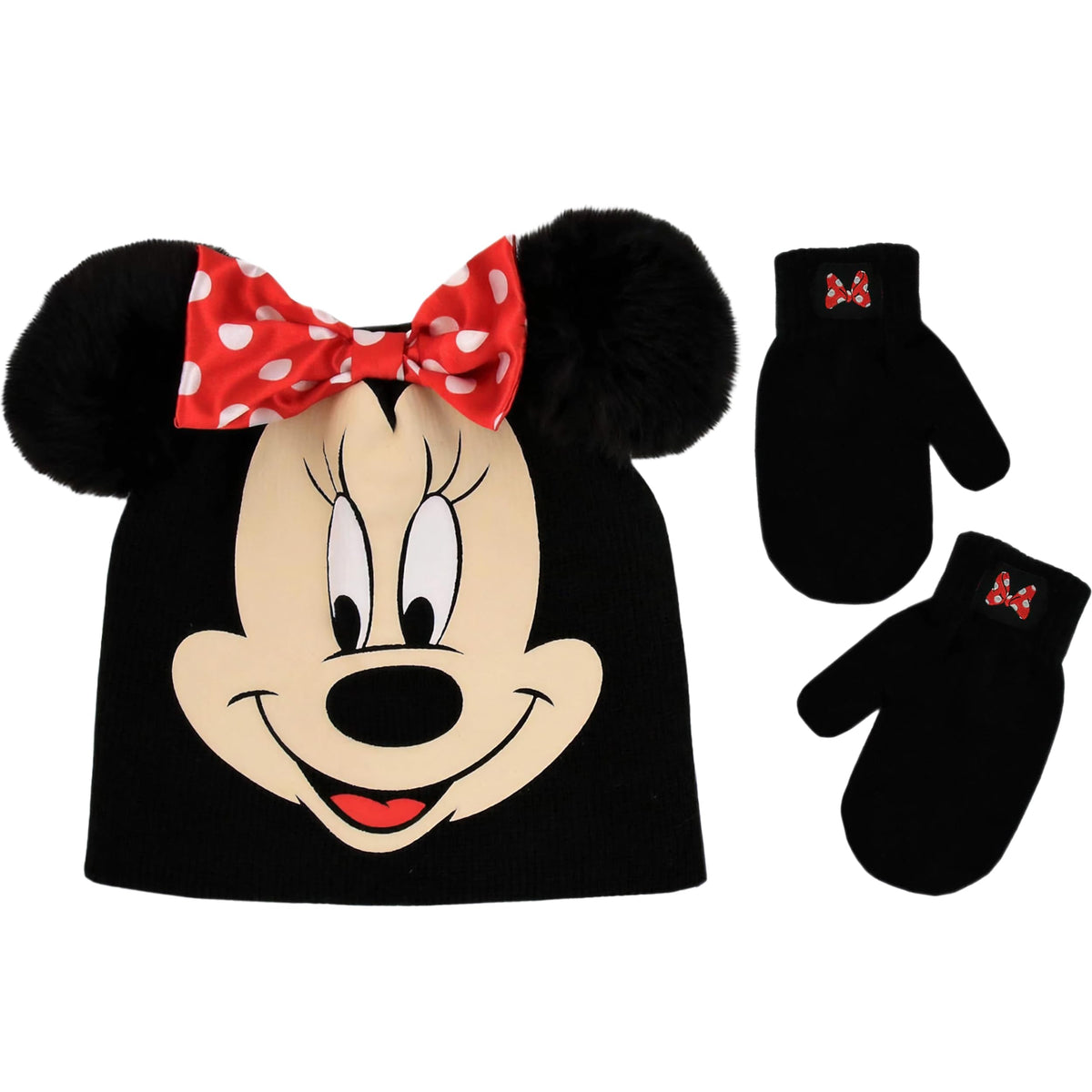Disney Girls Toddler Winter Hat and Mittens Set Ages 2-4 Or Minnie Mouse Hat and Kids Gloves Set for Ages 4-7