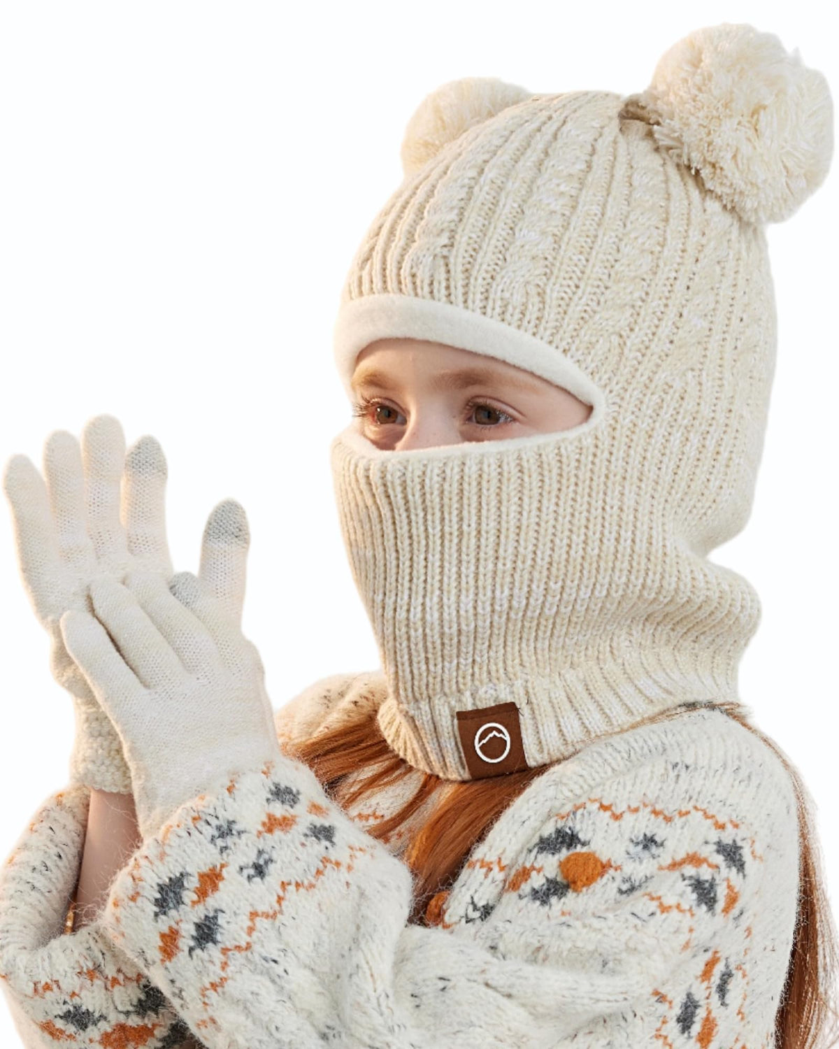 Kids Winter Hat Gloves Scarf Set Thicken Warm Fleece Lined Balaclava 3-8Y