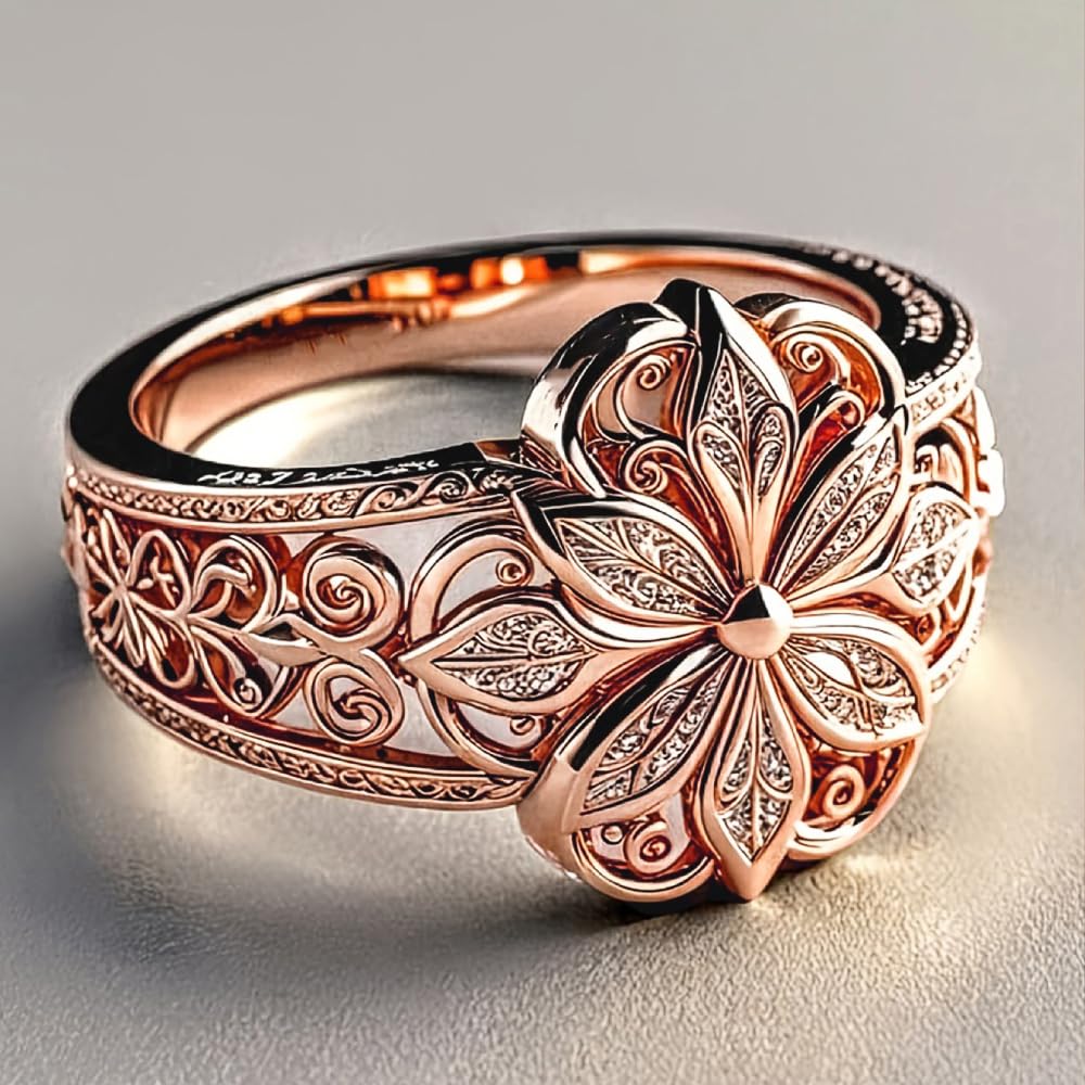 Hollow-Out Pattern Design Ring for Women Engagement Jewelry