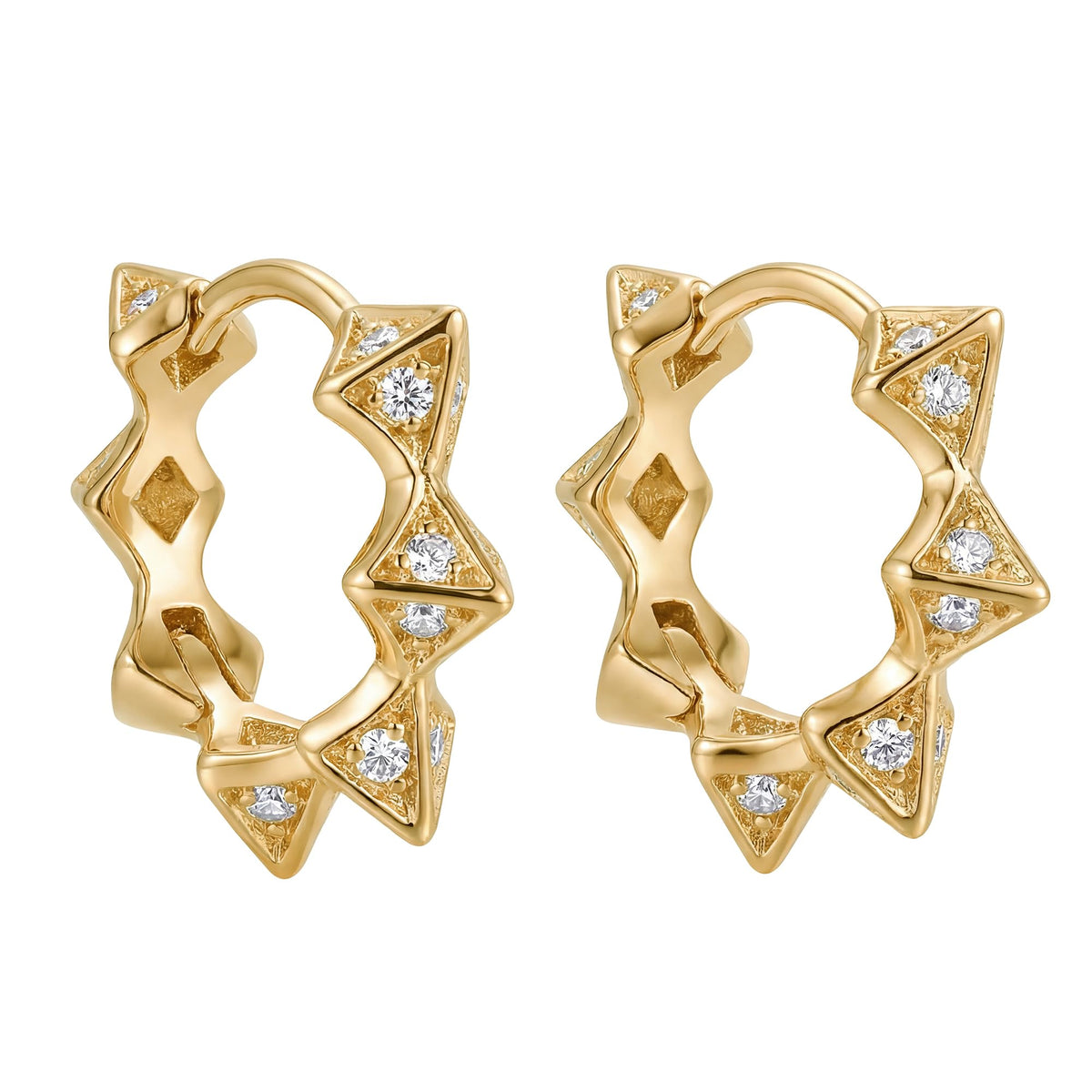 VACRONA Cubic Zirconia Huggie Earrings 14k Gold Plated Tiny Earrings Small Huggie Hoop Earrings Simple Lightweight Hoops Gift for Women