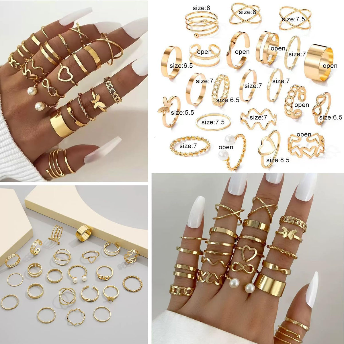 92 Pcs Gold Jewelry Set for Women-Includes 9 Layered Necklaces,16 Bracelets,43 Hoop|Stud|Cuff Earrings & 22 Knuckle Rings |Fashion Jewelry Gift Set