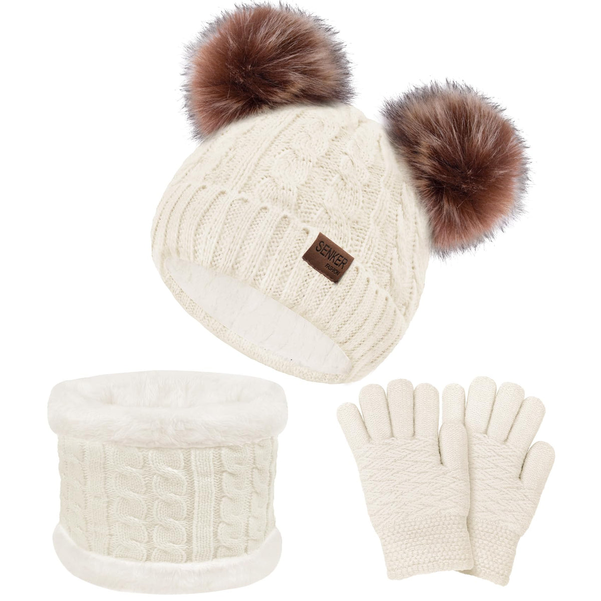 Kids Winter Beanie Hat Scarf Gloves Set for Girls Boys