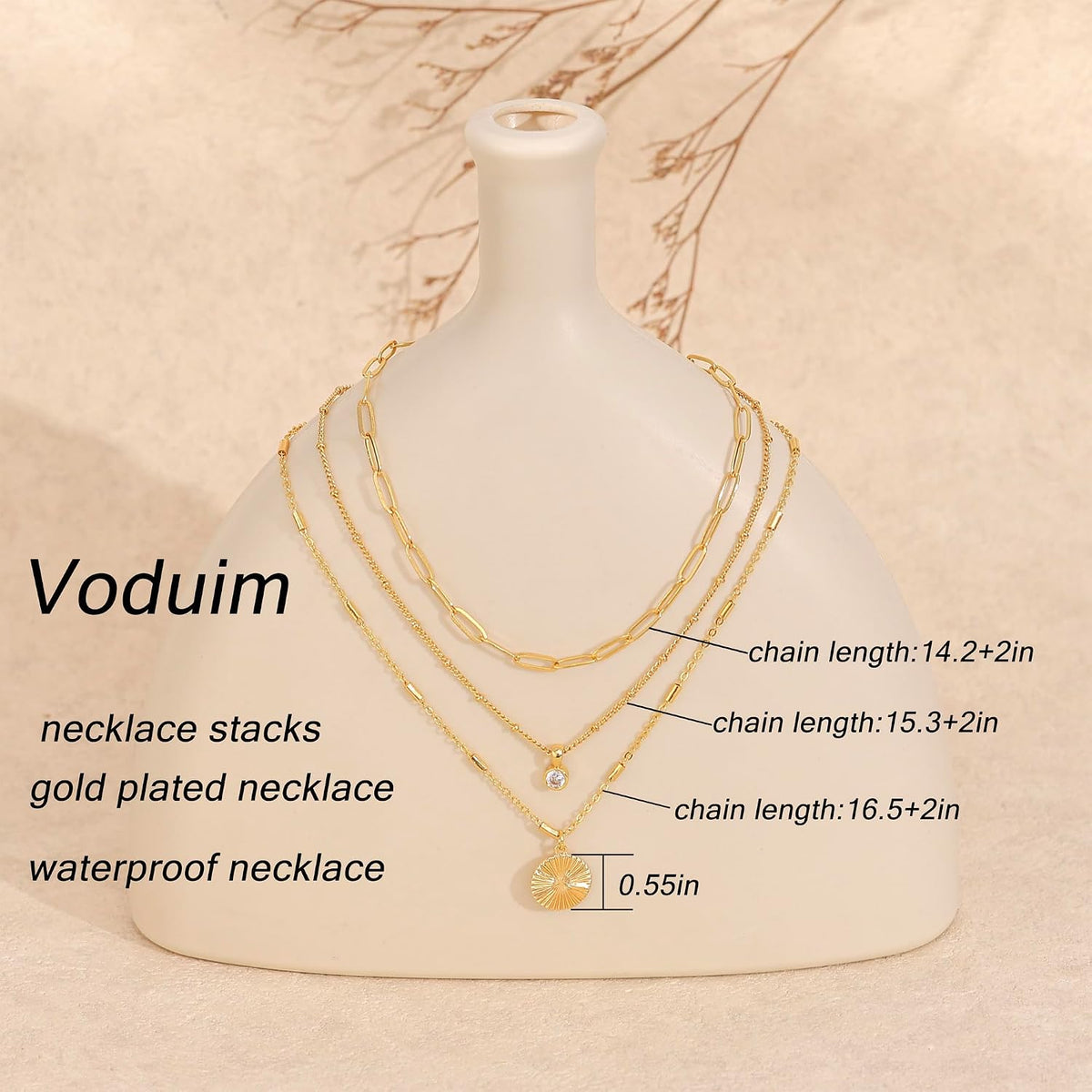 Layered Necklaces for Women Trendy,Gold Necklace Stack 14K Gold Plated Layering Pendant Necklace Set Statement Necklaces for Women Waterproof Gold Jewelry