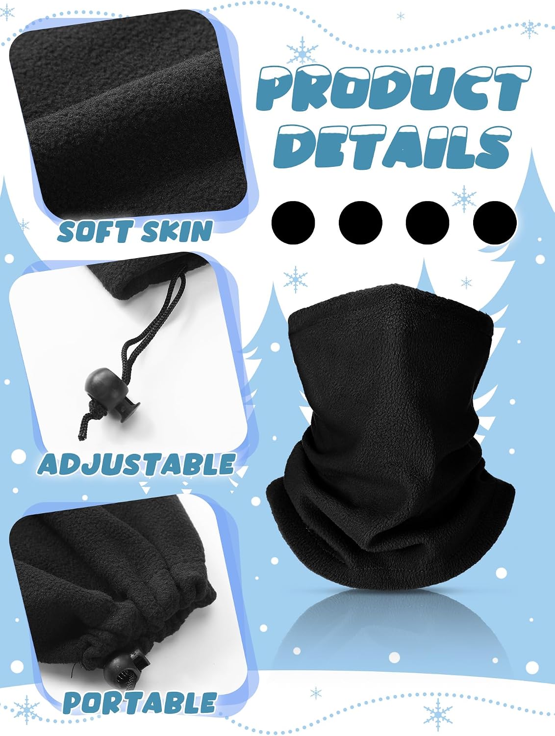 Geyoga 4 Pcs Kids Neck Warmer, Toddler Neck Gaiter Scarf