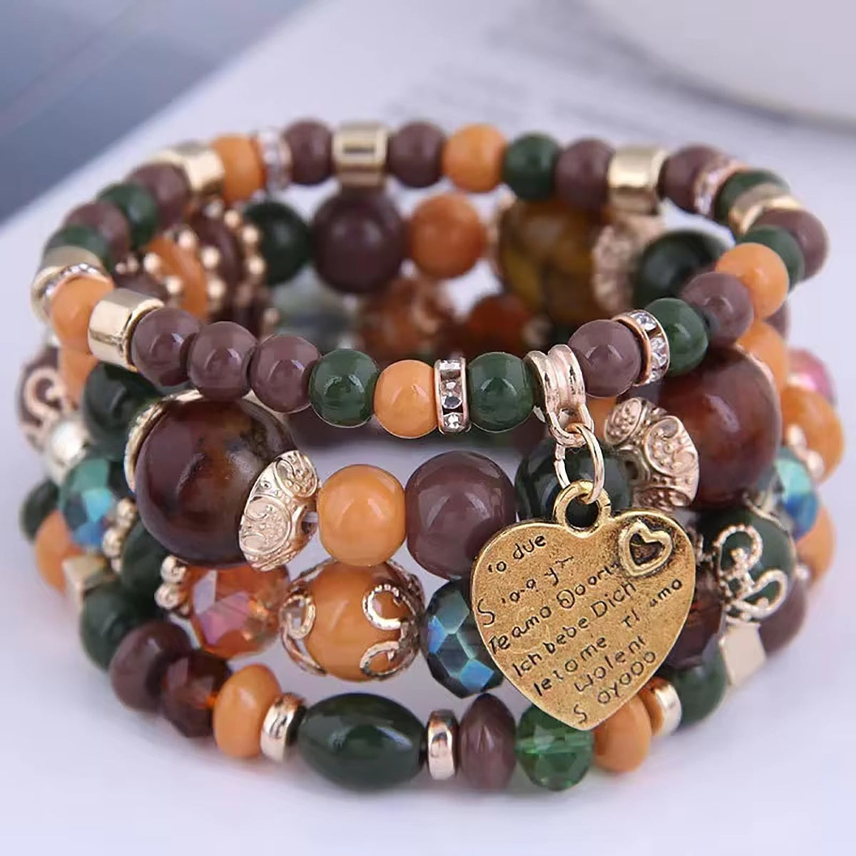 Beaded Bracelets for Women,Bohemian Stackable Style Multilayered Stretch Bracelets Friendship Jewelry Summer