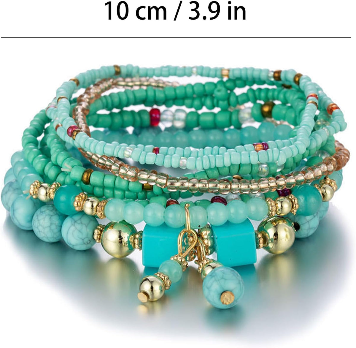 Beaded Bracelets for Women,Bohemian Stackable Style Multilayered Stretch Bracelets Friendship Jewelry Summer