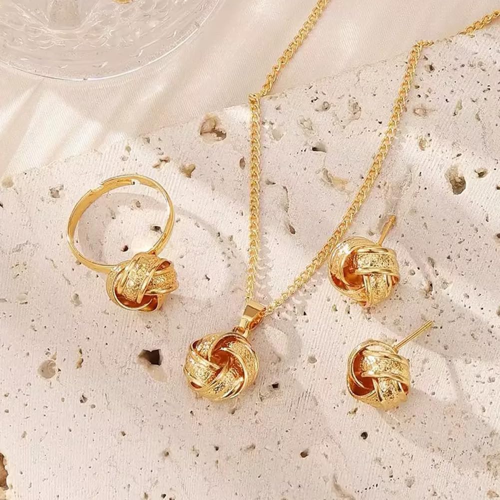 3PCS Set Vintage Boho Jewelry Set in Zinc Alloy - Ring, Earrings & Necklace for Women
