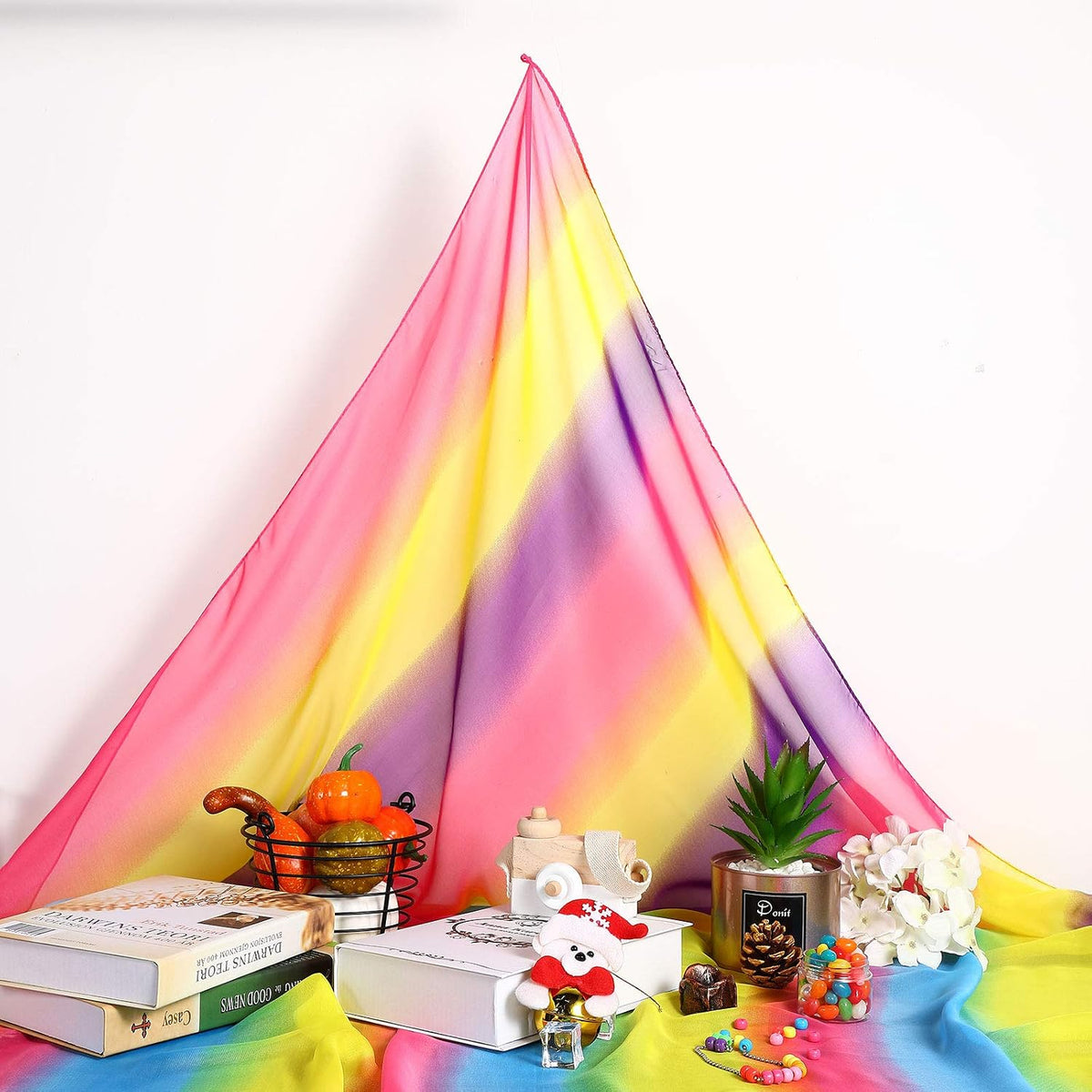 Geyoga 3 Pcs Square Play Scarf 27 Inch Rainbow Sweet Silks Dance Juggling Scarf for Kids Pretend Creative Play, Dress up and Childhood Fun