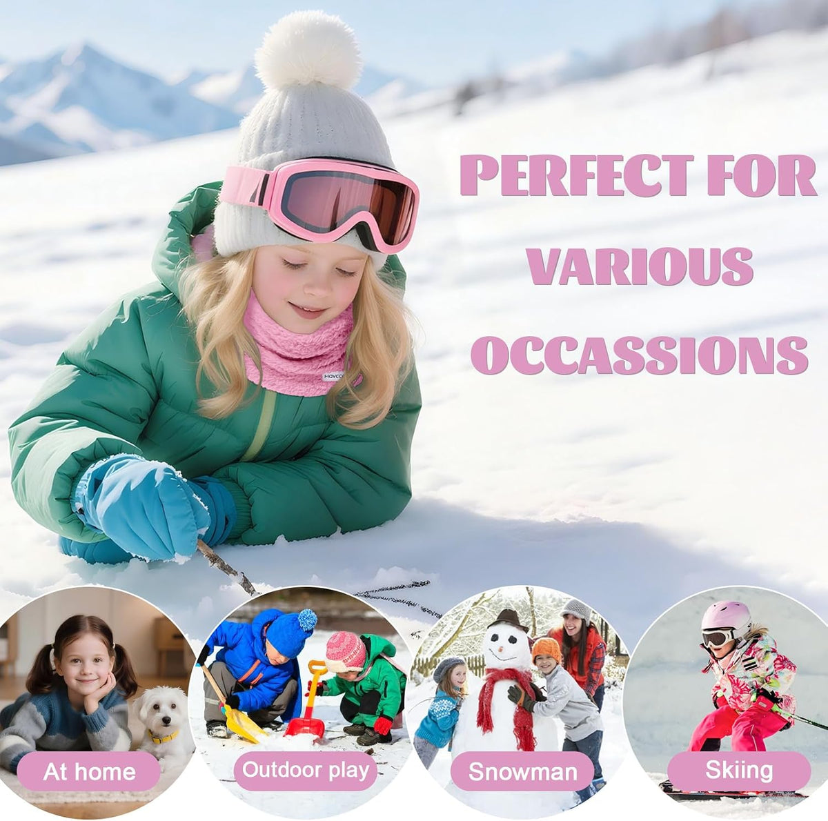 Kids Fleece Neck Warmer Gaiter, Winter Velvet Scarf Face Cover for Boys Girls Double-Layer Ski Mask for Cold Weather