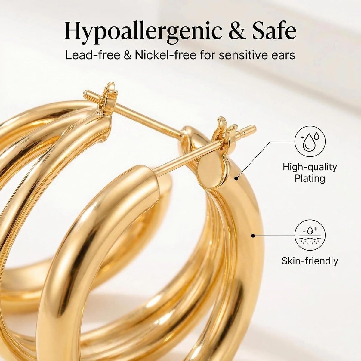 Hoop Earrings Set for Women Earring Studs Chunky Jewelry Set