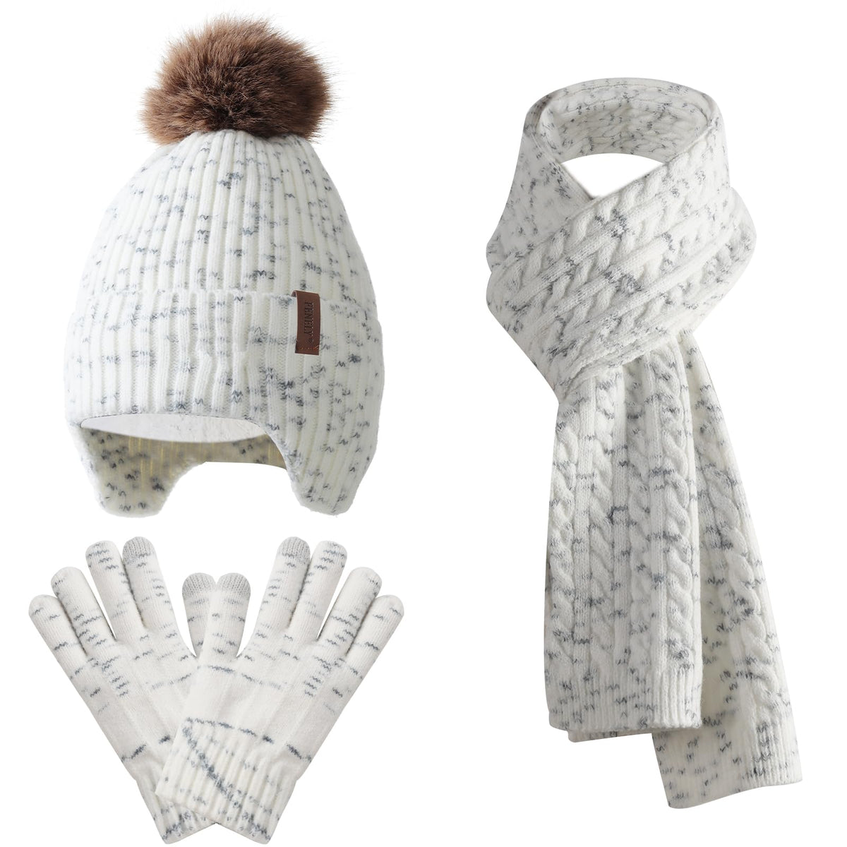 Kids Winter Hat Gloves Scarf Set for 2-14 Years Old Warm Fleece Lining