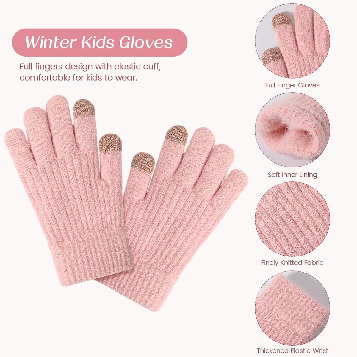 3 Pcs Kids Winter Hat Gloves Scarf Set, Toddler Thermal Fleece Lined Set