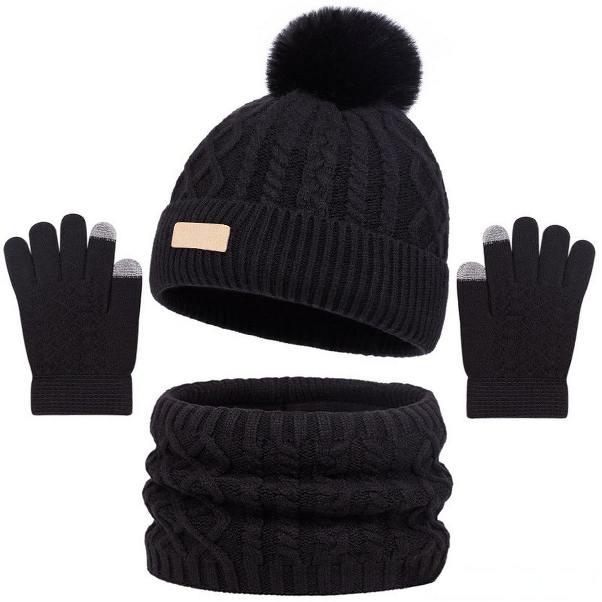 GIBZ Jacquard Winter Hat Scarf Gloves Set for Kids Ages 3-8
