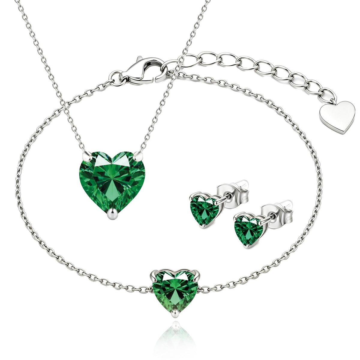 14K Gold Plated Heart CZ Jewelry Set for Women