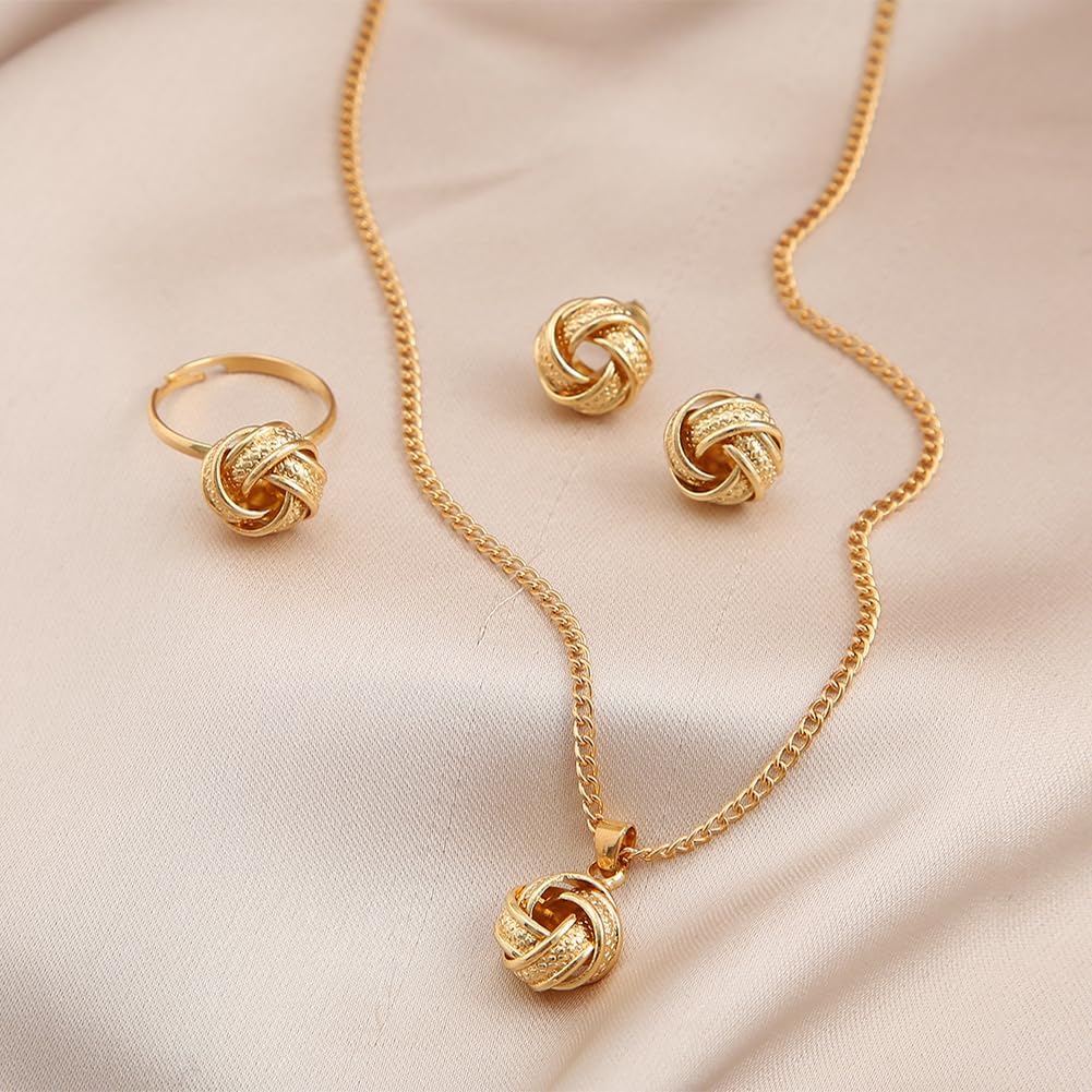 3PCS Set Vintage Boho Jewelry Set in Zinc Alloy - Ring, Earrings & Necklace for Women