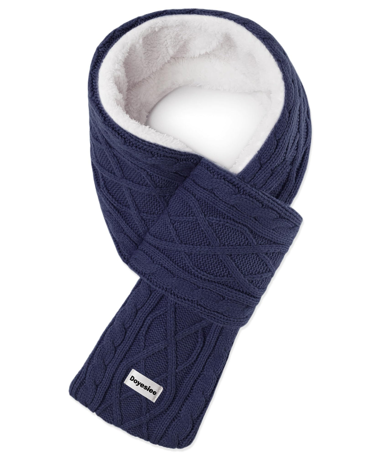 Kids Scarf for Girls Boys, Winter Long Fleece Plush Scarves Knitted Cross Tie Neck Warmer for Cold Weather