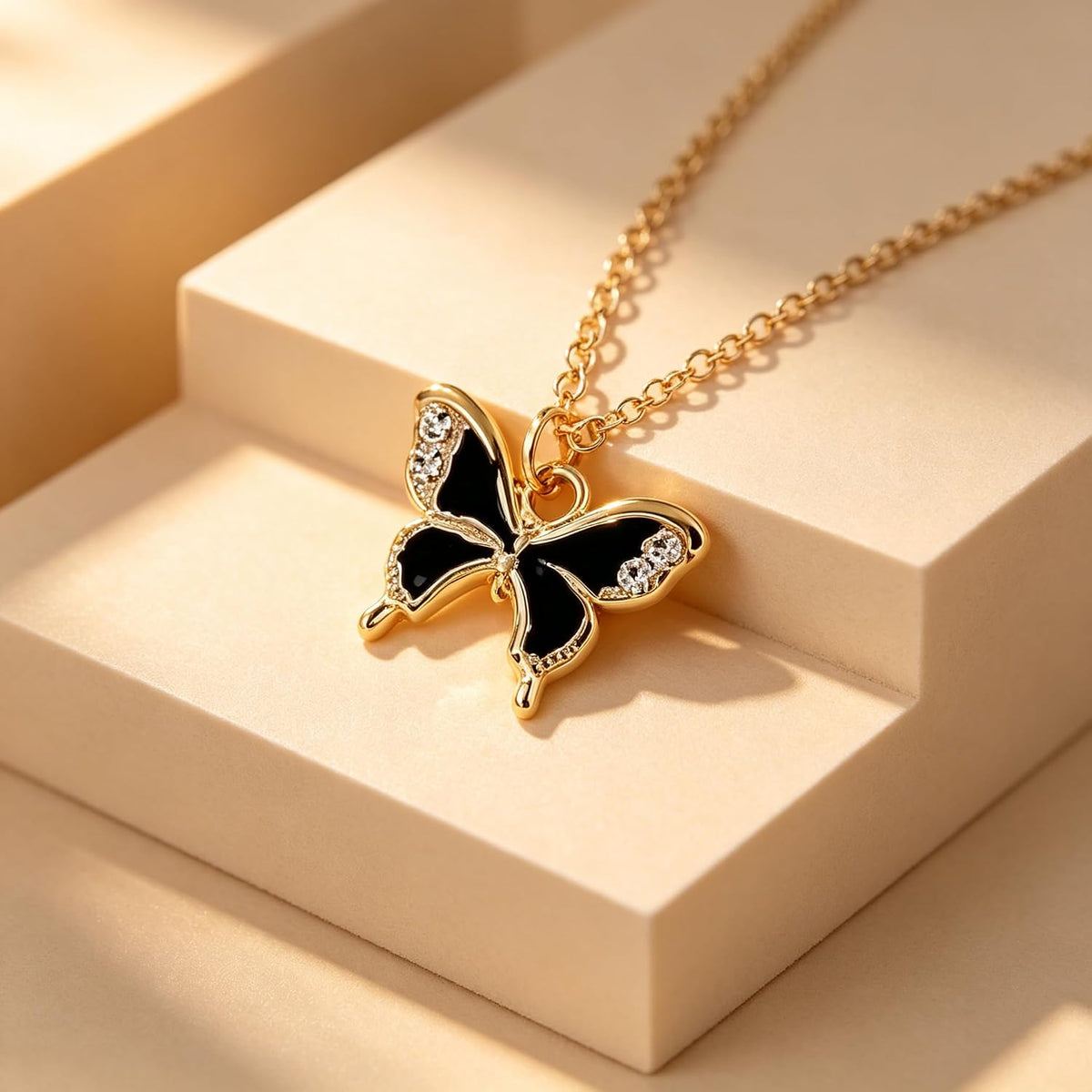 4 Pcs Butterfly Jewelry Set for Women - Shining Rose Gold Plated Necklace, Earrings & Ring Set, Valentines Day Gift for Her, Mothers Day, Birthday, Wedding, Anniversary