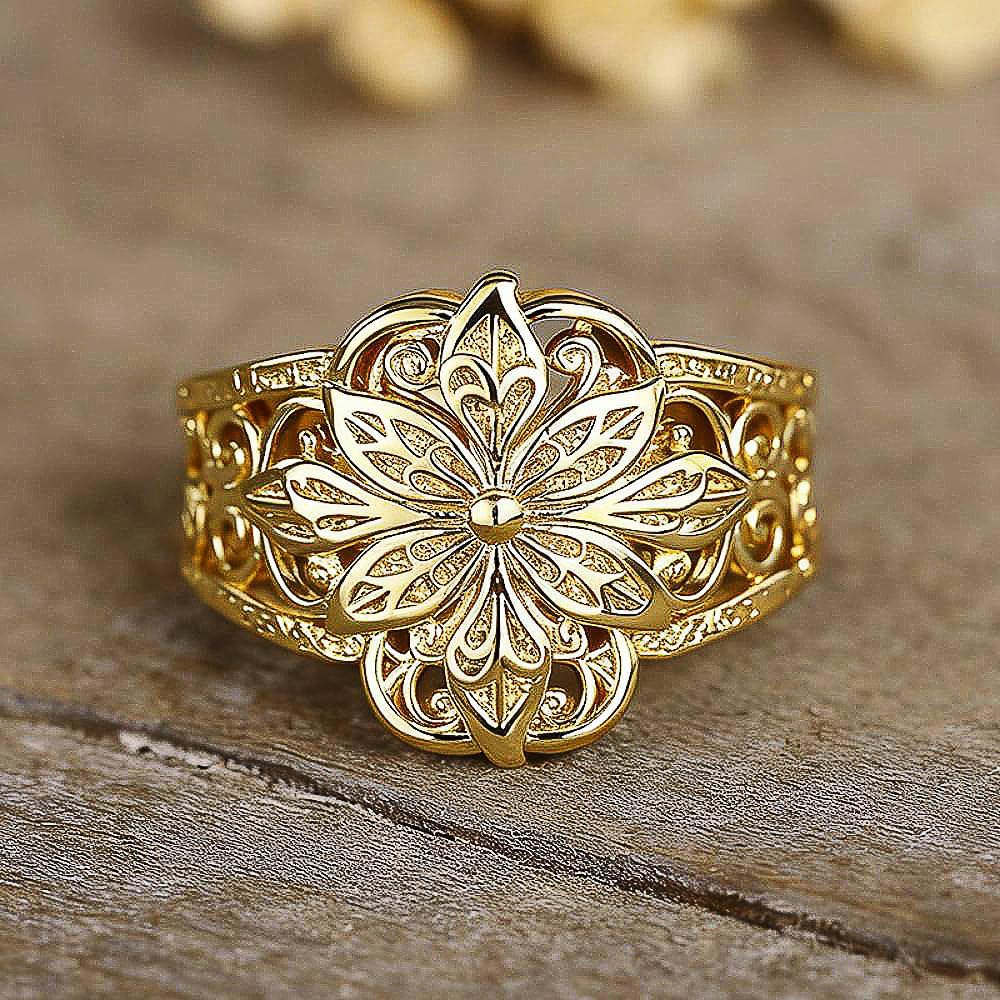 Hollow-Out Pattern Design Ring for Women Engagement Jewelry