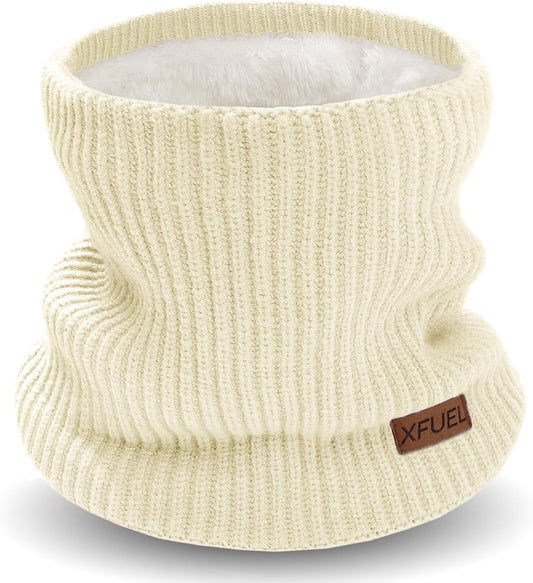 Kids Neck Warmer, Knitted Winter Neck Gaiter, Fleece Lined Infinity Scarf for Boys Girls, Ski Mask for Cold Weather