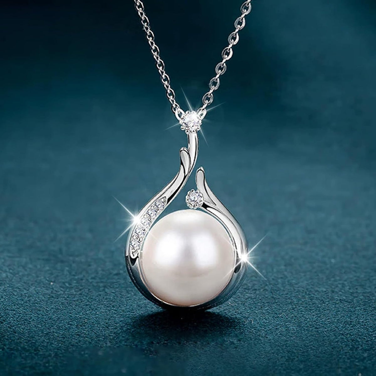 14k Gold Plated Necklace for Women - Dainty Tiny Pearl Pendant Choker Necklaces, Delicate Chain Trendy Jewelry Gift