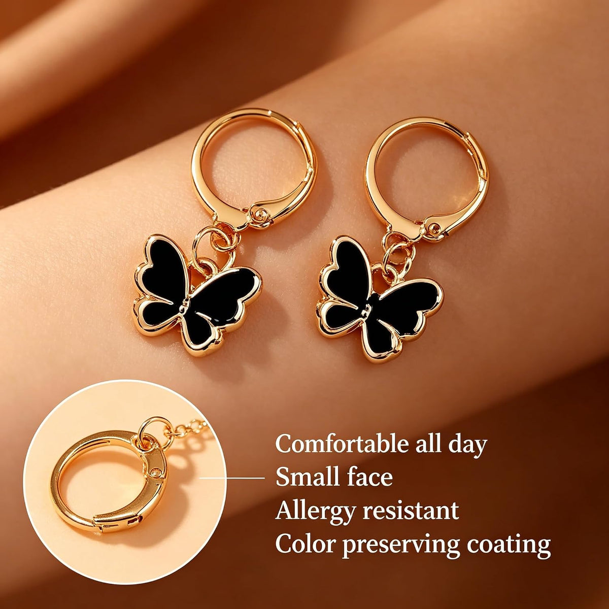 4 Pcs Butterfly Jewelry Set for Women - Shining Rose Gold Plated Necklace, Earrings & Ring Set, Valentines Day Gift for Her, Mothers Day, Birthday, Wedding, Anniversary