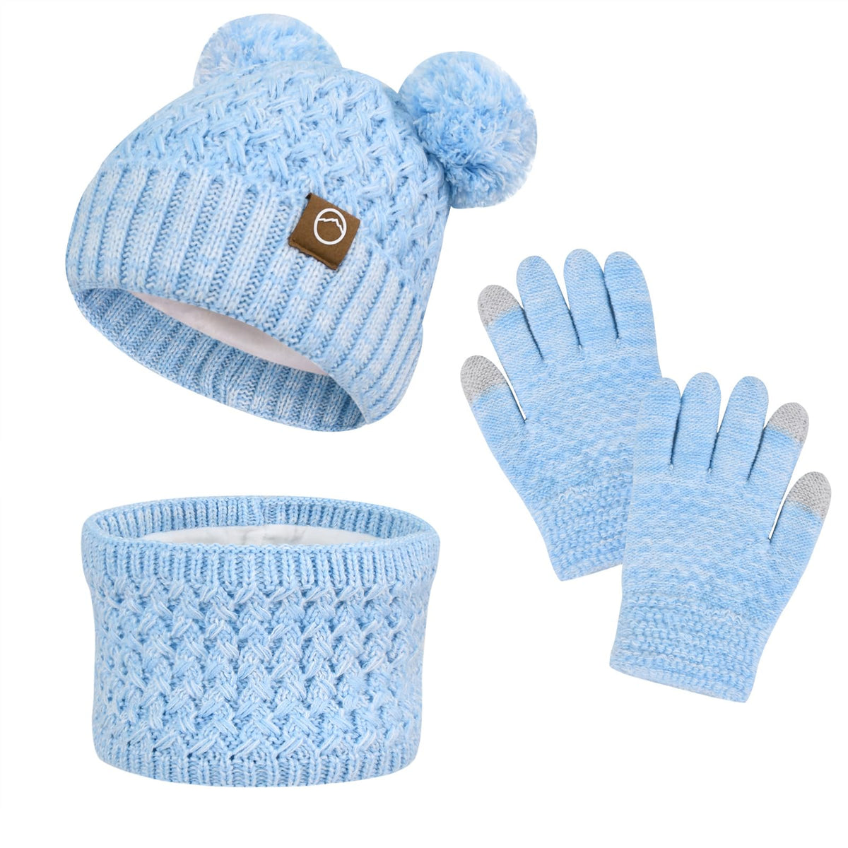 Kids Winter Hat Gloves Scarf Set,Toddler Girls Beanie Hats with Pom