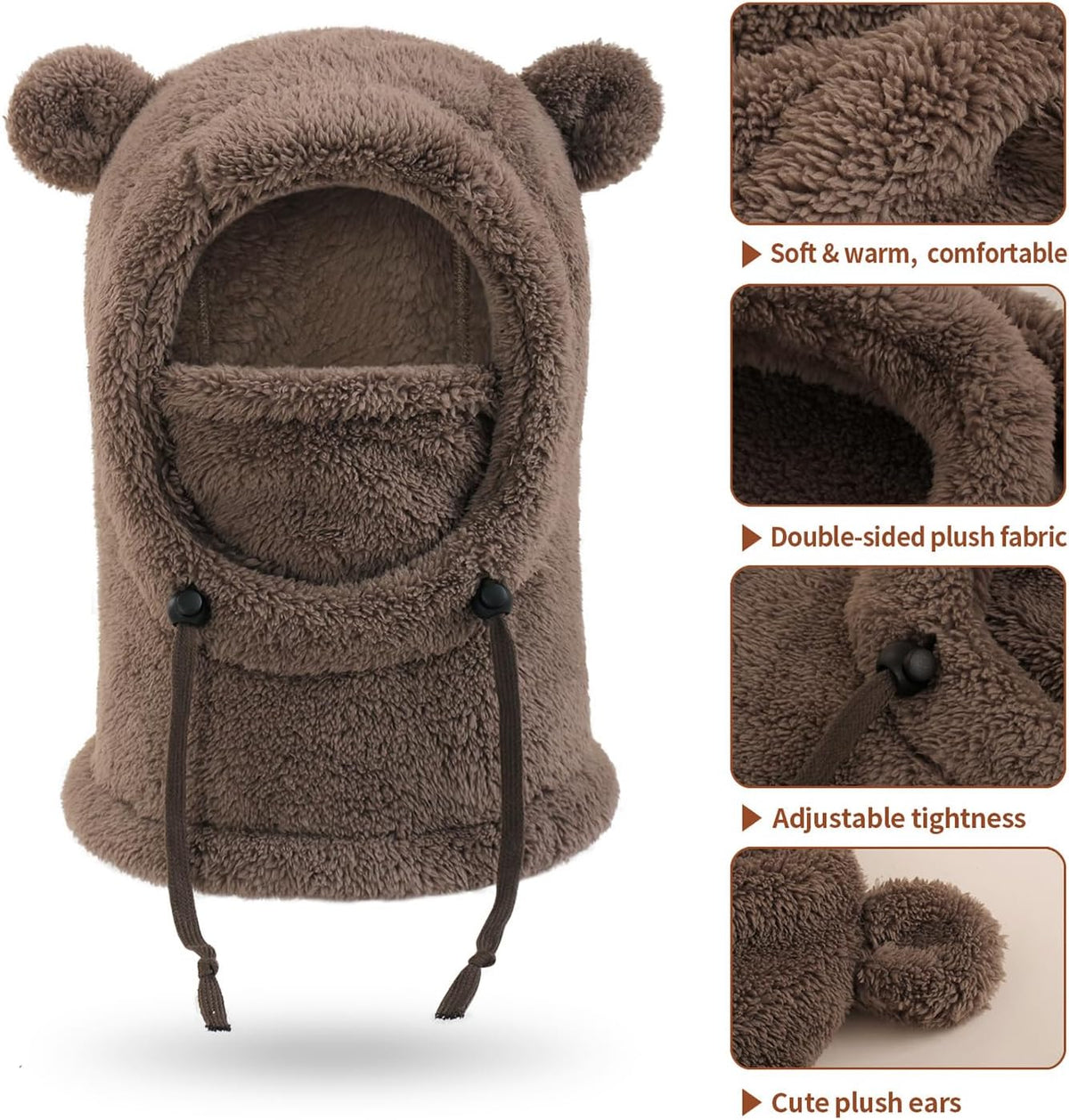 Kids Winter Fleece Hats Children's Balaclava Ski Mask Windproof Warm Adjustable with Fleece Lining Hat for Boys Girls