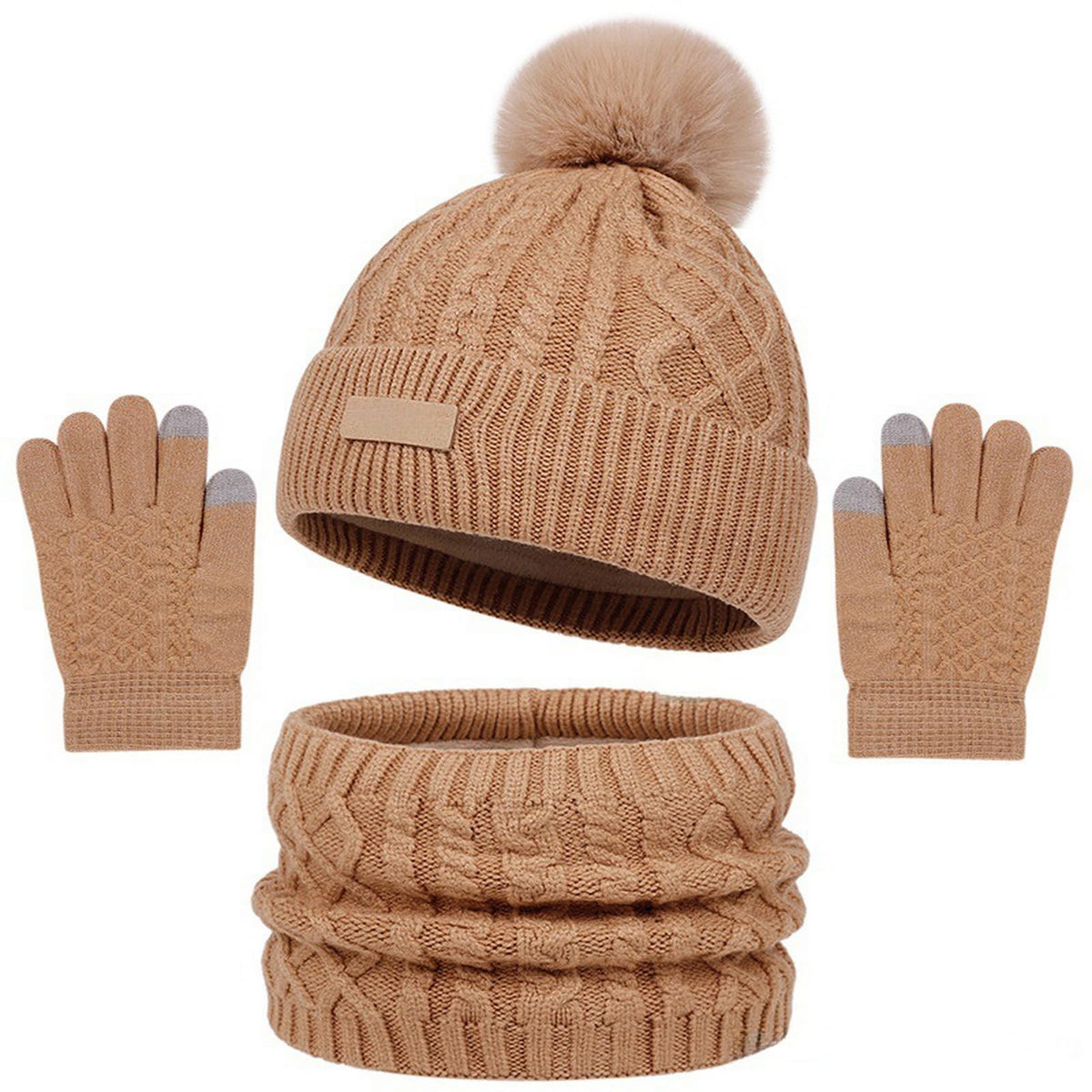 GIBZ Jacquard Winter Hat Scarf Gloves Set for Kids Ages 3-8
