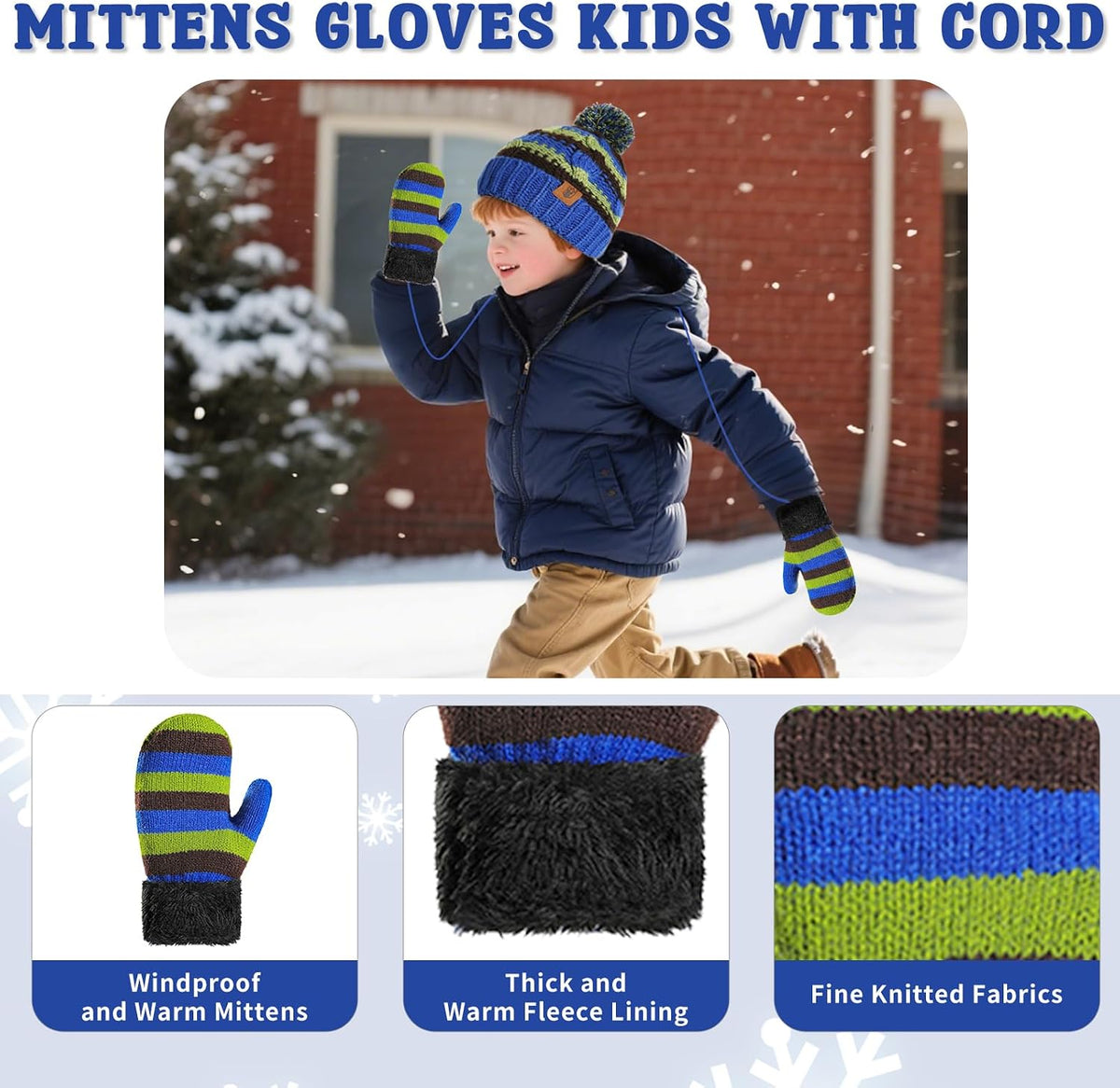 Kids Winter Pompom Beanie Hat Toddler Scarf Gloves Set for Boys and Girls