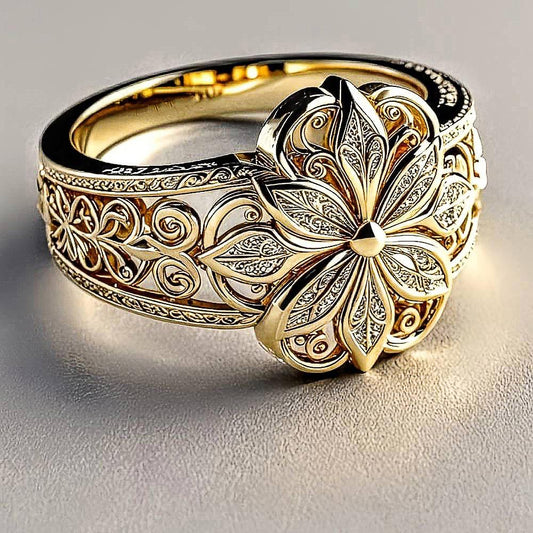 Hollow-Out Pattern Design Ring for Women Engagement Jewelry