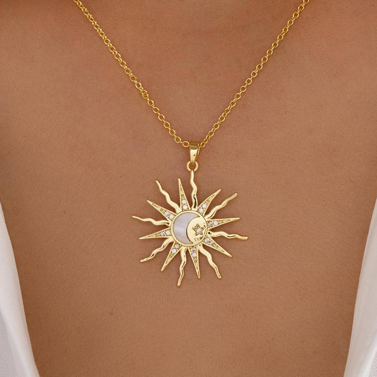 14K Gold Plated Pendant Necklace for Women - Dainty Tiny Pendant Choker, Delicate Gold Chain Necklace, Trendy Jewelry Gift