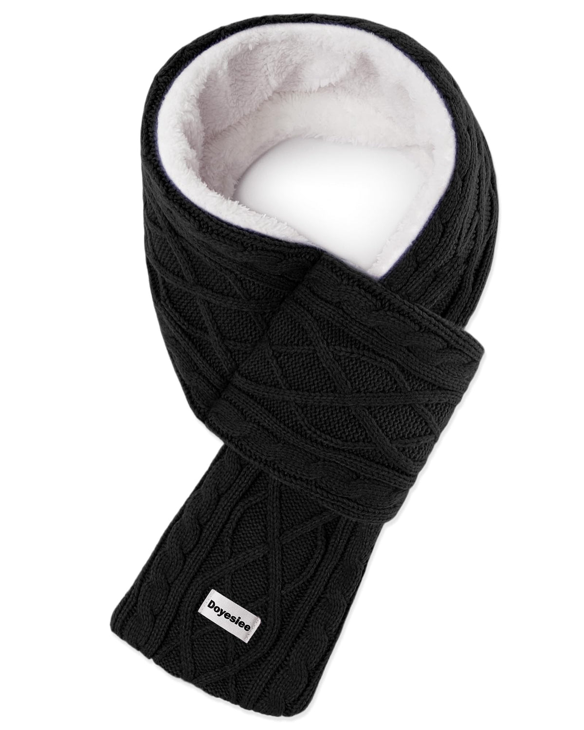 Kids Scarf for Girls Boys, Winter Long Fleece Plush Scarves Knitted Cross Tie Neck Warmer for Cold Weather