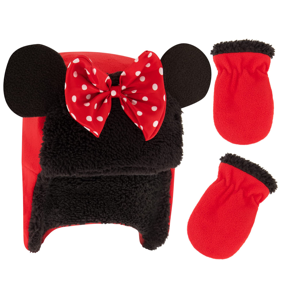 Disney Girls Toddler Winter Hat and Mittens Set Ages 2-4 Or Minnie Mouse Hat and Kids Gloves Set for Ages 4-7