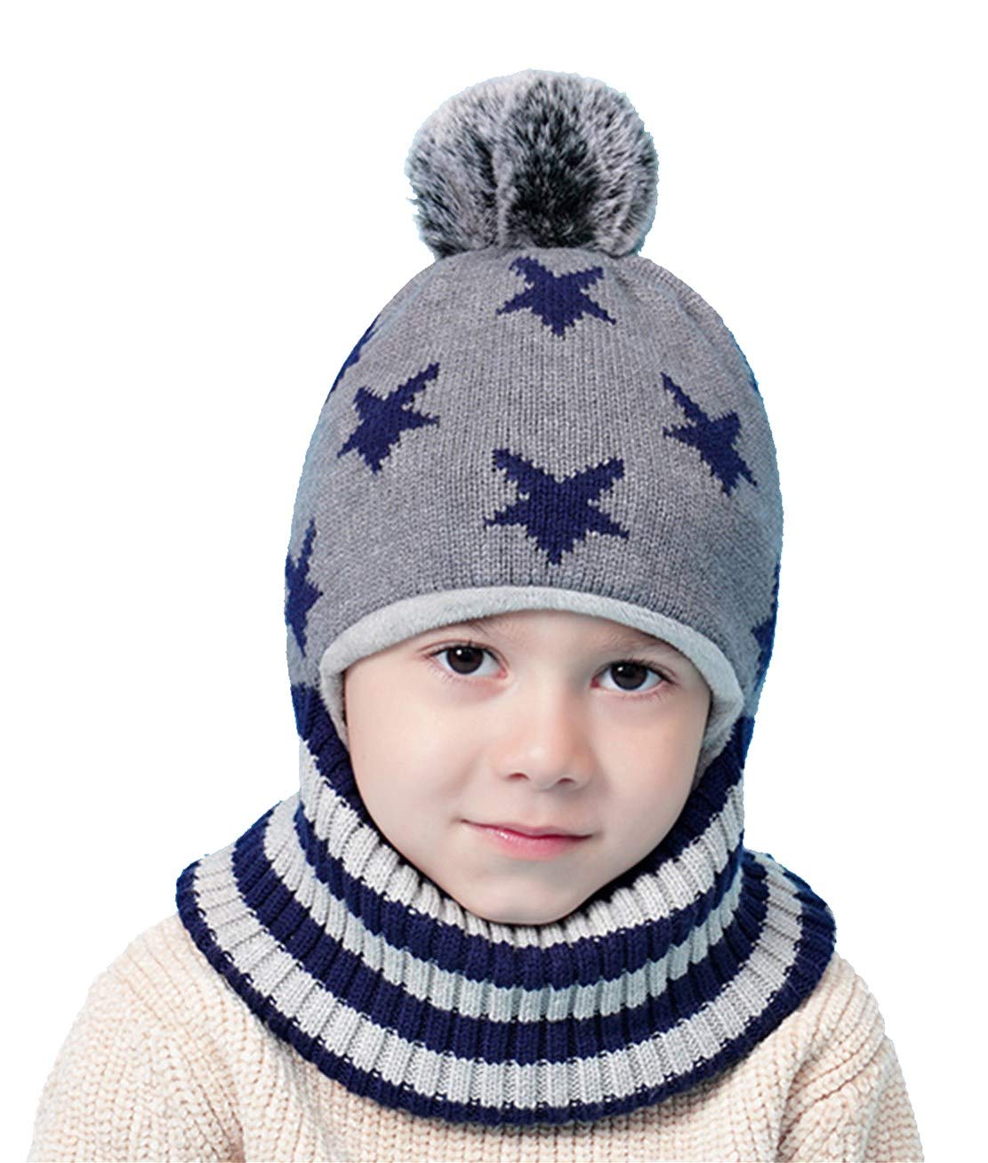 Baby Winter Hat Scarf Set, Unisex Infant Toddler Kids Hat Scarf
