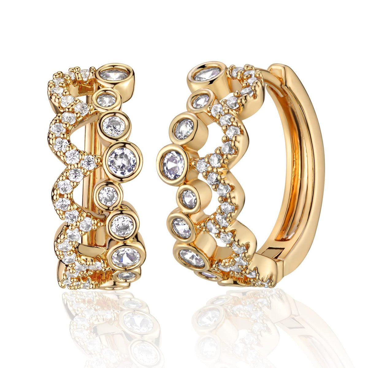 VACRONA Cubic Zirconia Huggie Earrings 14k Gold Plated Tiny Earrings Small Huggie Hoop Earrings Simple Lightweight Hoops Gift for Women