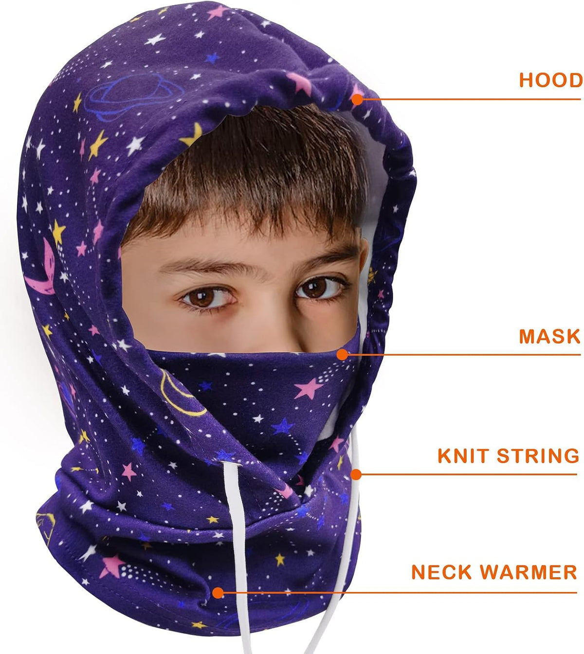 Kids Winter Balaclava Windproof Hats (2 Pack), Warm Fleece Ski Mask Neck Warmer for Boys & Girls, Adjustable Full Face Cover