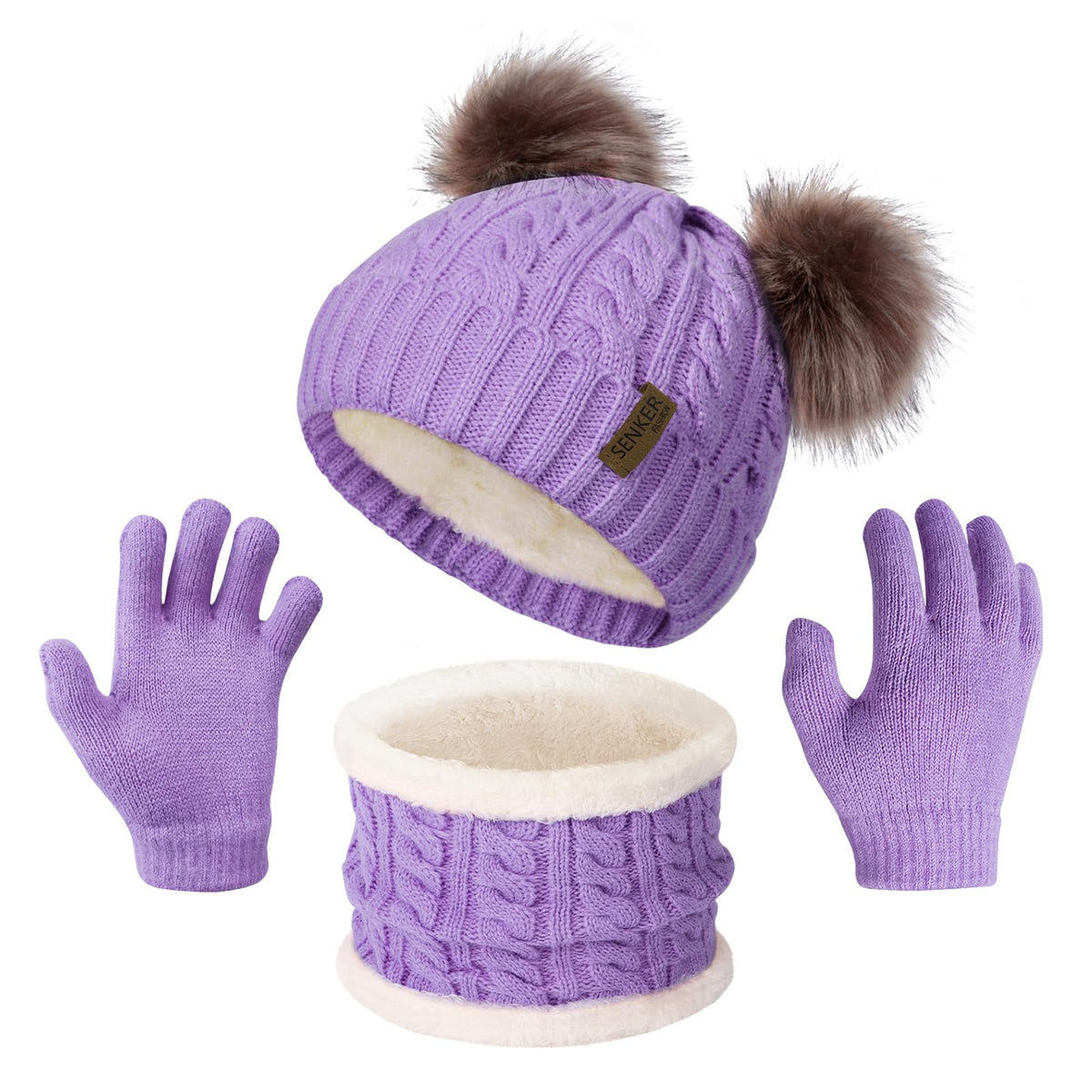 Kids Winter Hat Gloves Scarf Set, Beanie for Girls Boys