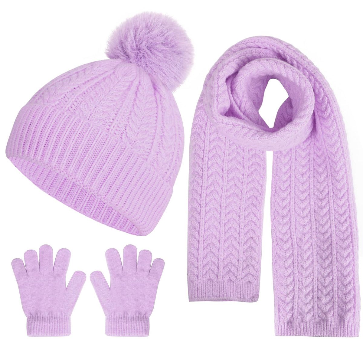 Kids Winter Beanie Hat Scarf Gloves Set, Toddler Winter Cap Knit Neck Warmer Gaiter Mittens for Children 2-8