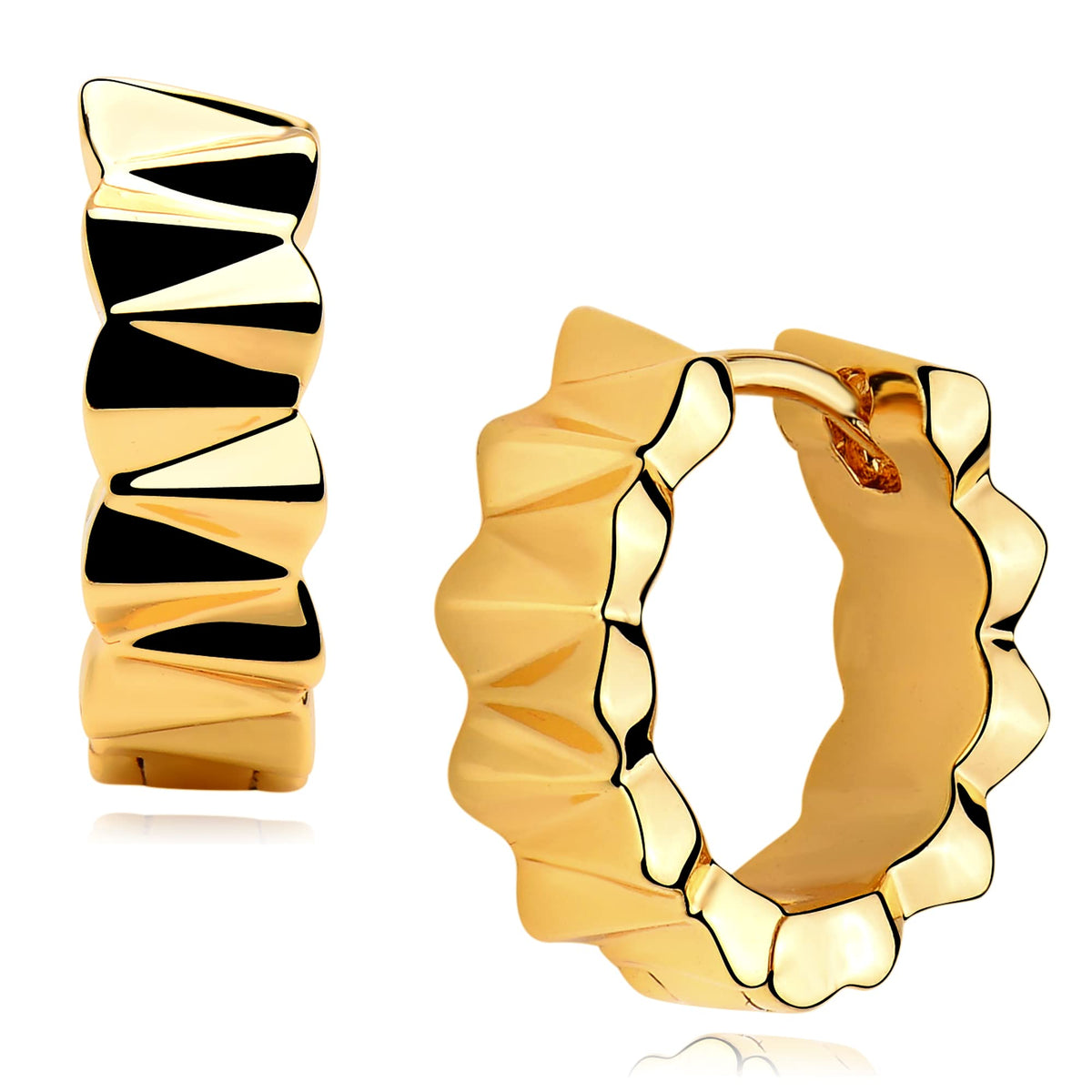 VACRONA Cubic Zirconia Huggie Earrings 14k Gold Plated Tiny Earrings Small Huggie Hoop Earrings Simple Lightweight Hoops Gift for Women