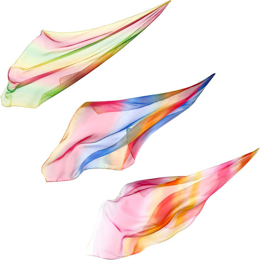 Geyoga 3 Pcs Square Play Scarf 27 Inch Rainbow Sweet Silks Dance Juggling Scarf for Kids Pretend Creative Play, Dress up and Childhood Fun