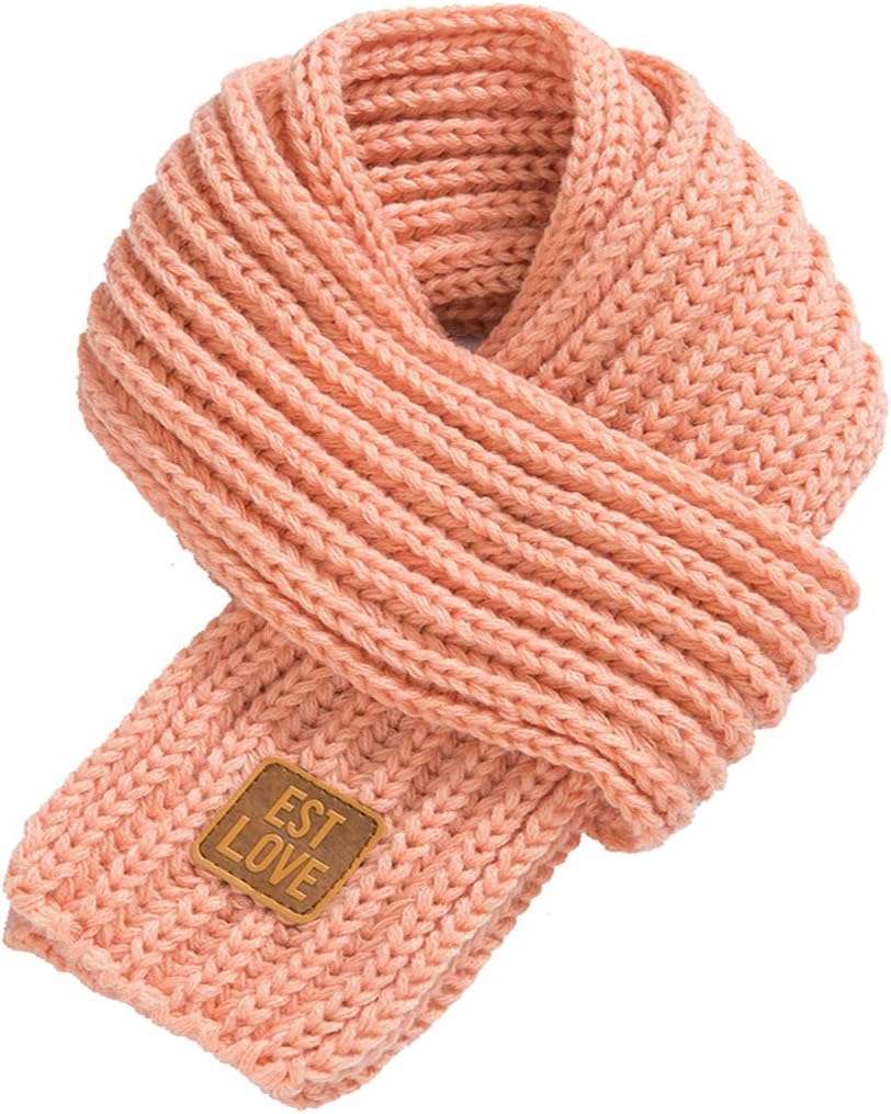 Kids Winter Knitted Warm Scarf Boys Girls Toddlers Solid Color Soft Scarfs Neck Warmer