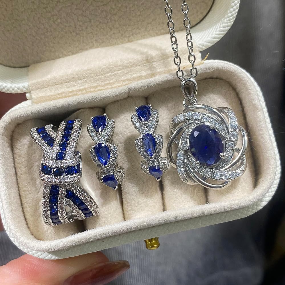 Creative Elegant Necklace Earrings Rings Women Graceful Fashion Jewelry Set