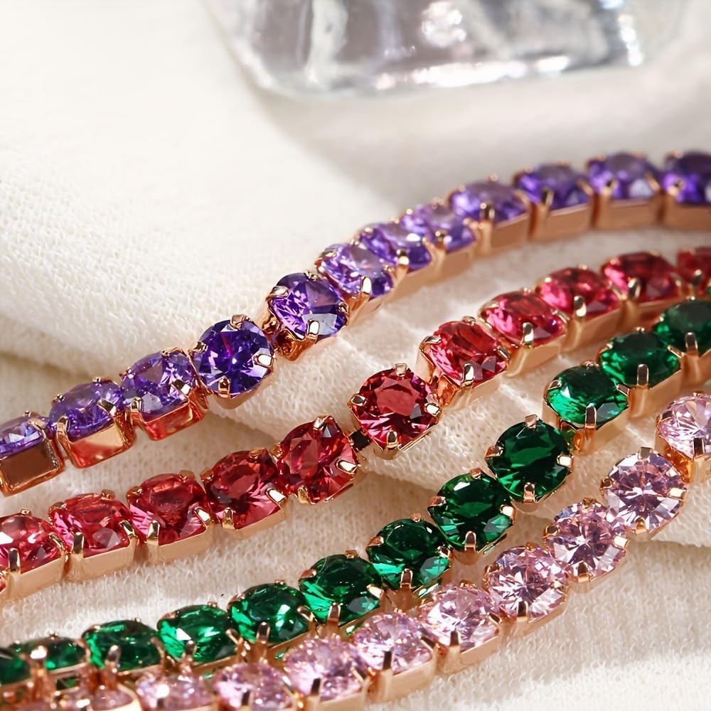 Bracelet for Women Sliver Gold Plated Tennis Bracelet Cubic Zirconia Adjustable Slider Clasp Jewelry Charm Accessories Gift