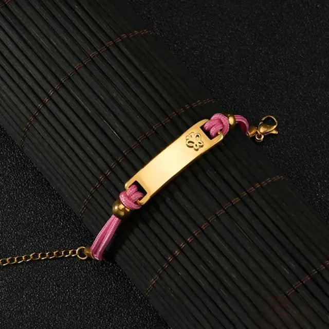 AS519 Personalized Gift for Children Rope Bracelet Engraved Names for Birthday Rope Children's Curved DIY Personalized Hollow Moon Love Bracelet