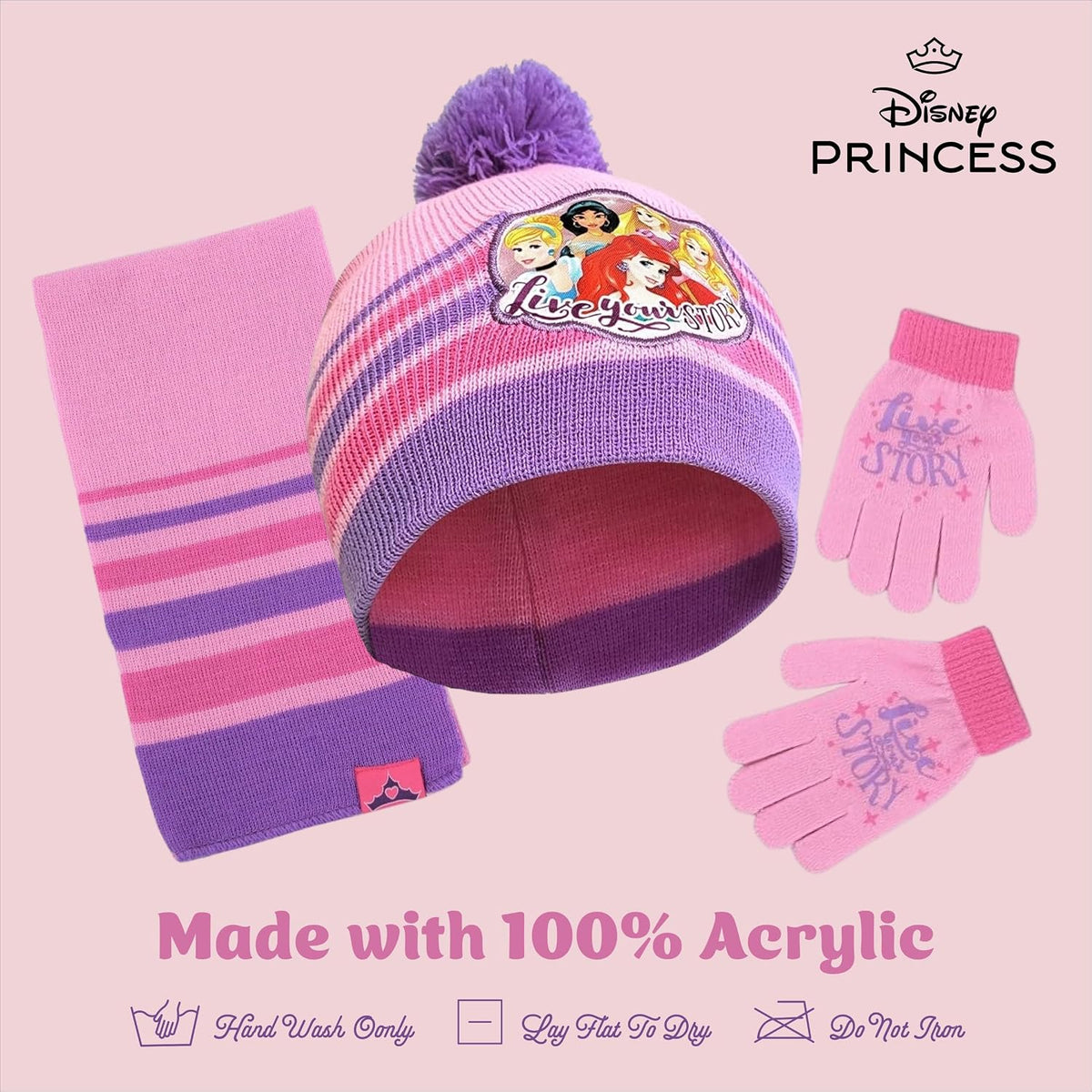 Disney Girls Toddler Winter Hat and Mittens Set Ages 2-4 Or Minnie Mouse Hat and Kids Gloves Set for Ages 4-7
