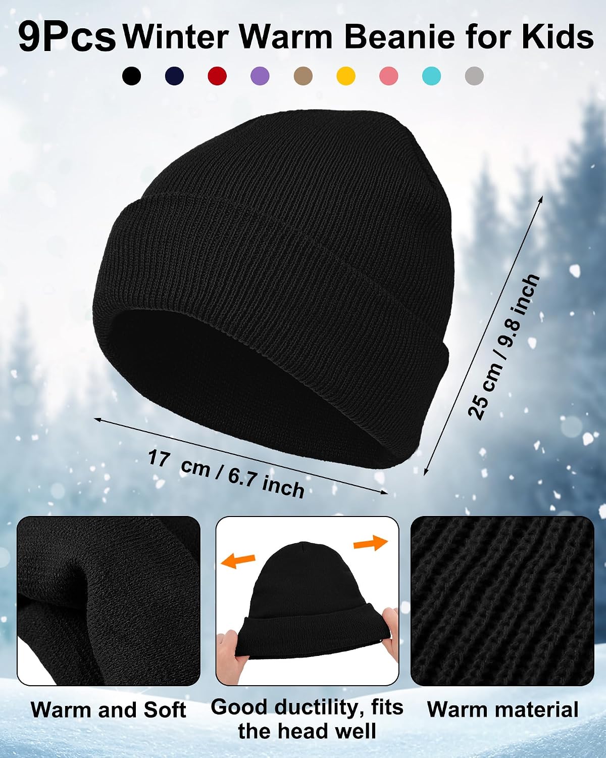 JaGely Kids Hat Gloves Scarf Winter Set, Warm Knitted Beanie Caps Scarves Gloves Bulk for Boys Girls Donation Cold Weather