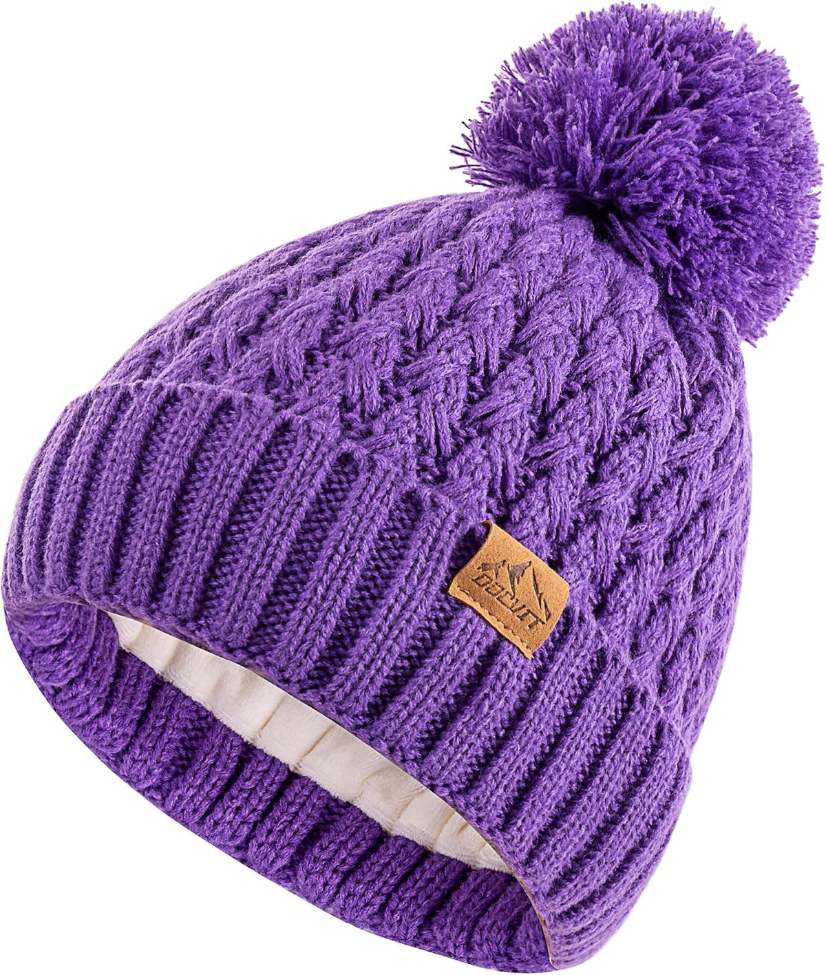 Kids Pompom Winter Beanie Hat Scart Gloves Set,Boys Girls Knitted Fleece Lined Woollen Hat for Children's 3-9 Years