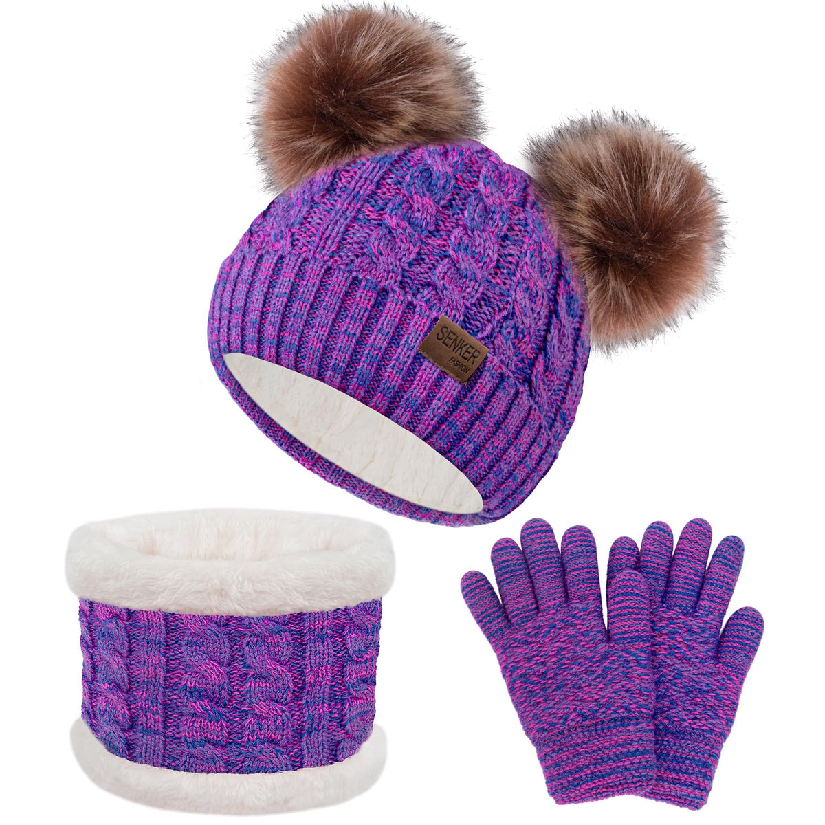 Kids Winter Beanie Hat Scarf Gloves Set for Girls Boys