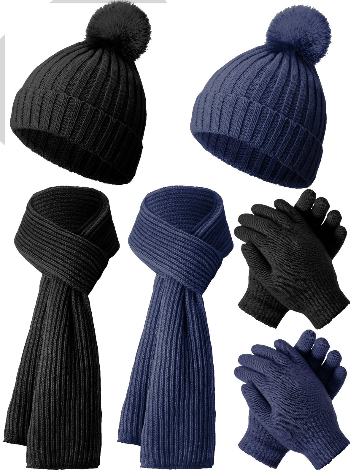 JaGely 2 Sets Kids Winter Hat Gloves Scarf Set Girls Boys